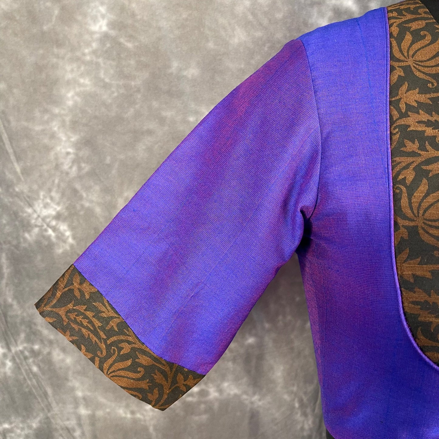 Greeky Blush Purple / Brown Coloured Cotto Silk/Cotton Silk Printed Ready to Wear Blouse - kapda Tailor | Swadesiicart