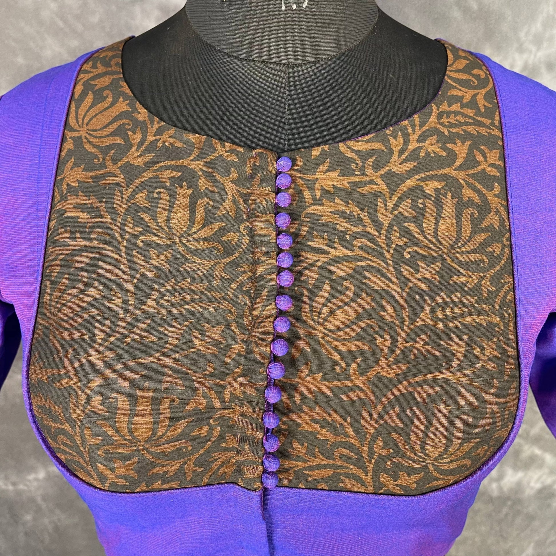 Greeky Blush Purple / Brown Coloured Cotto Silk/Cotton Silk Printed Ready to Wear Blouse - kapda Tailor | Swadesiicart