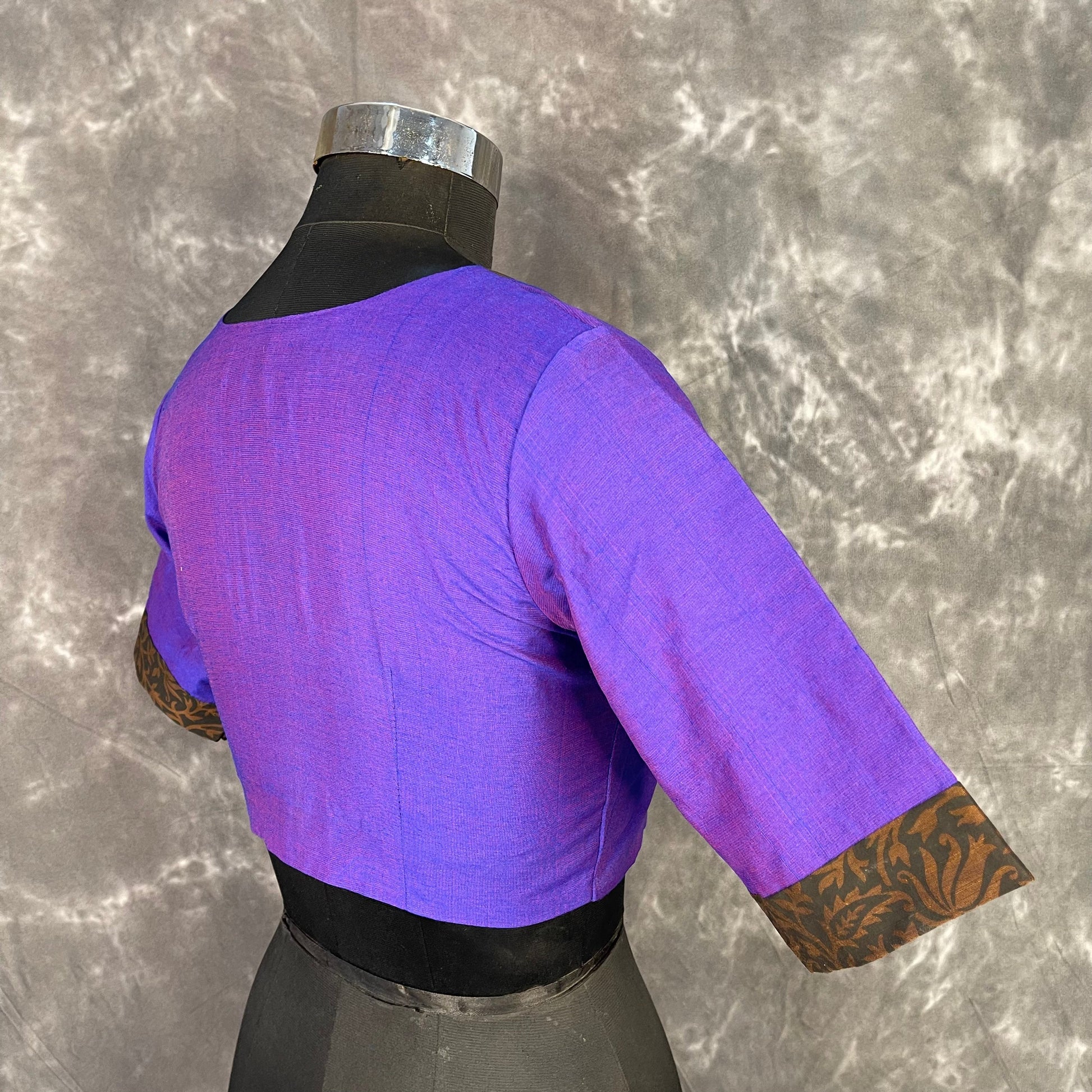 Greeky Blush Purple / Brown Coloured Cotto Silk/Cotton Silk Printed Ready to Wear Blouse - kapda Tailor | Swadesiicart