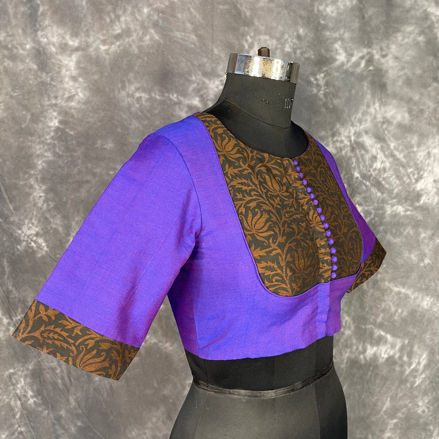 Greeky Blush Purple / Brown Coloured Cotto Silk/Cotton Silk Printed Ready to Wear Blouse - kapda Tailor | Swadesiicart
