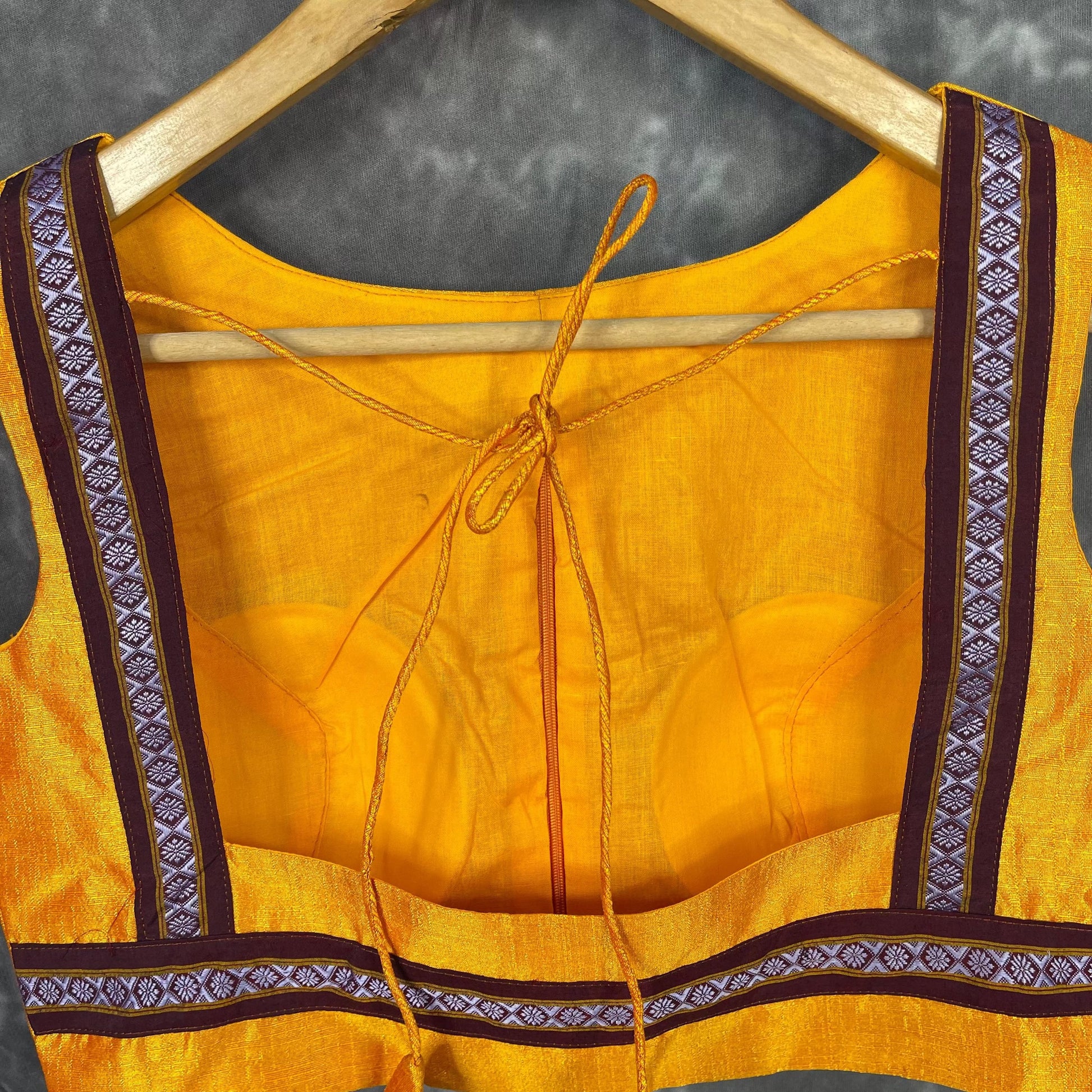 Mangalore Madness Orange Coloured Mangalore Isik/Khan Border Ready to Wear Blouse - kapda Tailor | Swadesiicart