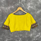 Kachha Nimboo Lemon Yellow Coloured Cotton /Jackard Ready to Wear Blouse - kapda Tailor | Swadesiicart