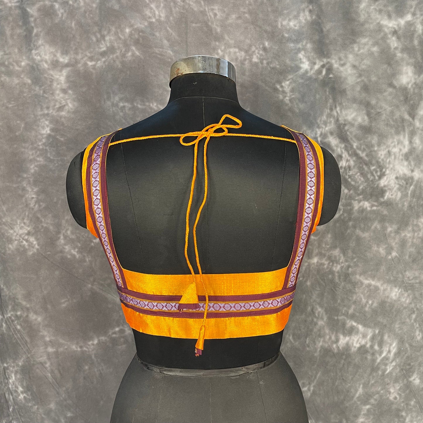 Mangalore Madness Orange Coloured Mangalore Isik/Khan Border Ready to Wear Blouse - kapda Tailor | Swadesiicart