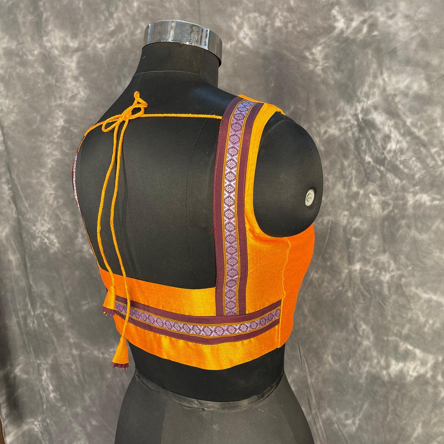 Mangalore Madness Orange Coloured Mangalore Isik/Khan Border Ready to Wear Blouse - kapda Tailor | Swadesiicart