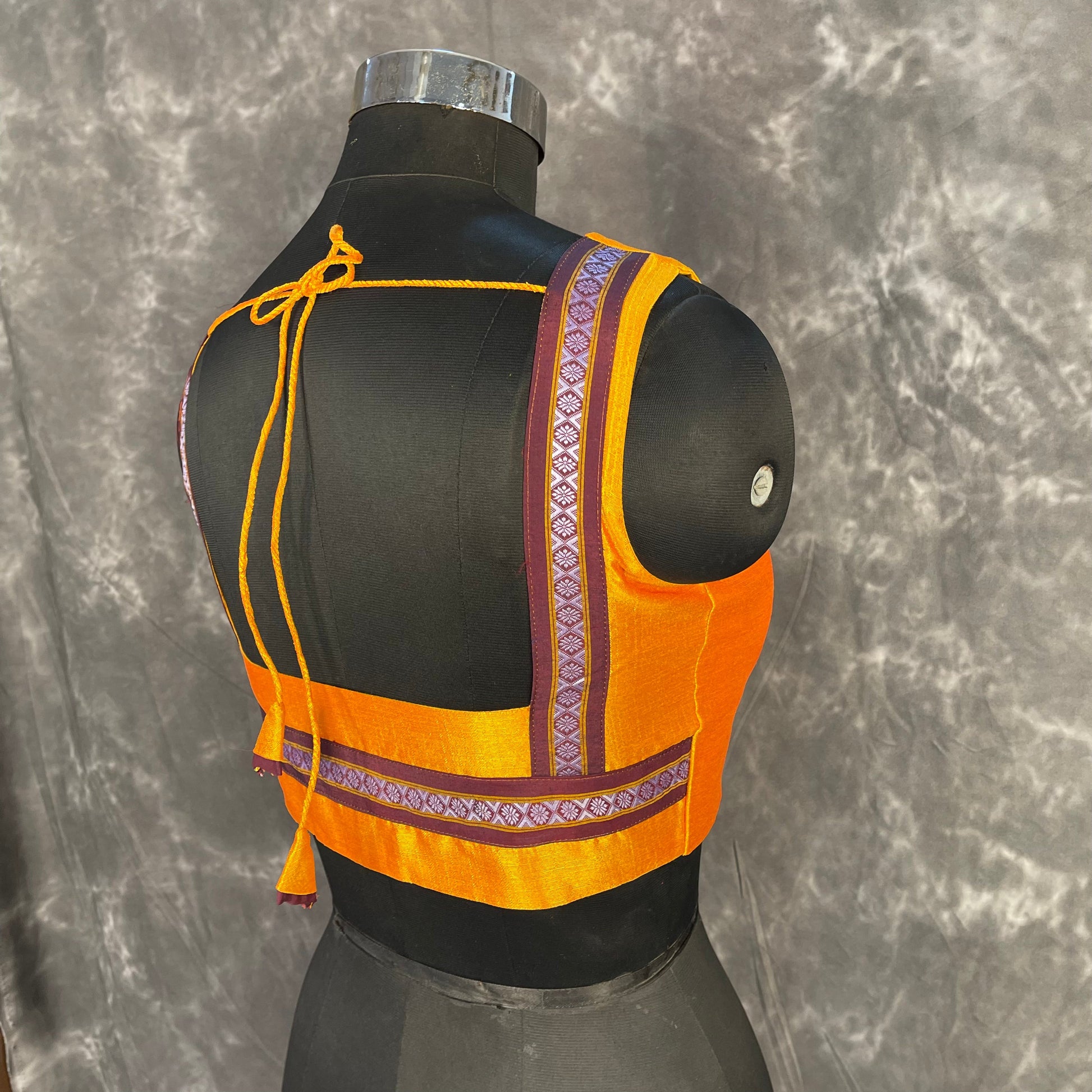 Mangalore Madness Orange Coloured Mangalore Isik/Khan Border Ready to Wear Blouse - kapda Tailor | Swadesiicart