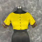 Kachha Nimboo Lemon Yellow Coloured Cotton /Jackard Ready to Wear Blouse - kapda Tailor | Swadesiicart