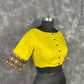 Kachha Nimboo Lemon Yellow Coloured Cotton /Jackard Ready to Wear Blouse - kapda Tailor | Swadesiicart