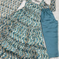 Lorenvalley Fashion Skyblue Pure Faux Georgette Zigzag Print Fully Flair Anarkali Pant With Dupatta - Skyblue | Swadesiicart