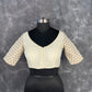 Barf Ki Saugat Cream Coloured Chanderi Cotton & Chanderi Broket Ready to Wear Blouse - kapda Tailor | Swadesiicart
