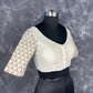 Barf Ki Saugat Cream Coloured Chanderi Cotton & Chanderi Broket Ready to Wear Blouse - kapda Tailor | Swadesiicart