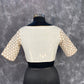 Barf Ki Saugat Cream Coloured Chanderi Cotton & Chanderi Broket Ready to Wear Blouse - kapda Tailor | Swadesiicart