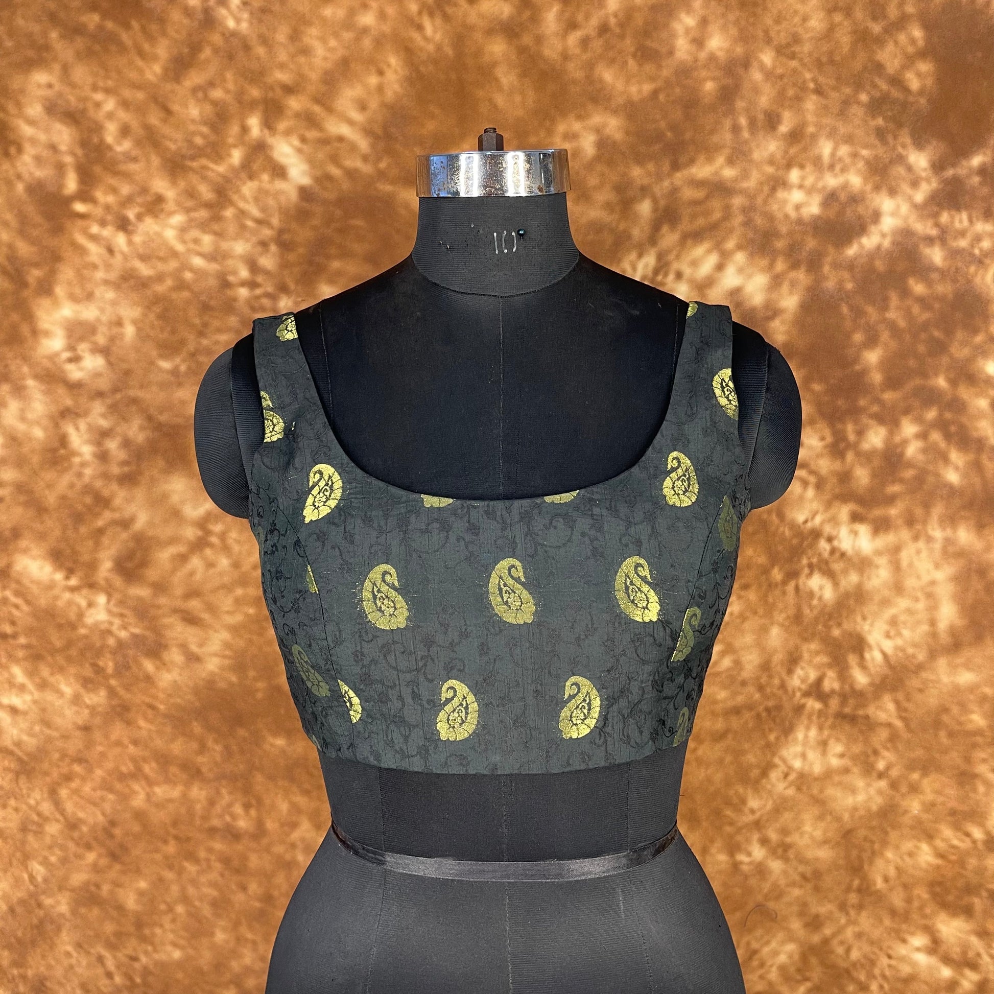 Raven Black Forest Coloured Broket Cotton Ready to Wear Blouse - kapda Tailor | Swadesiicart