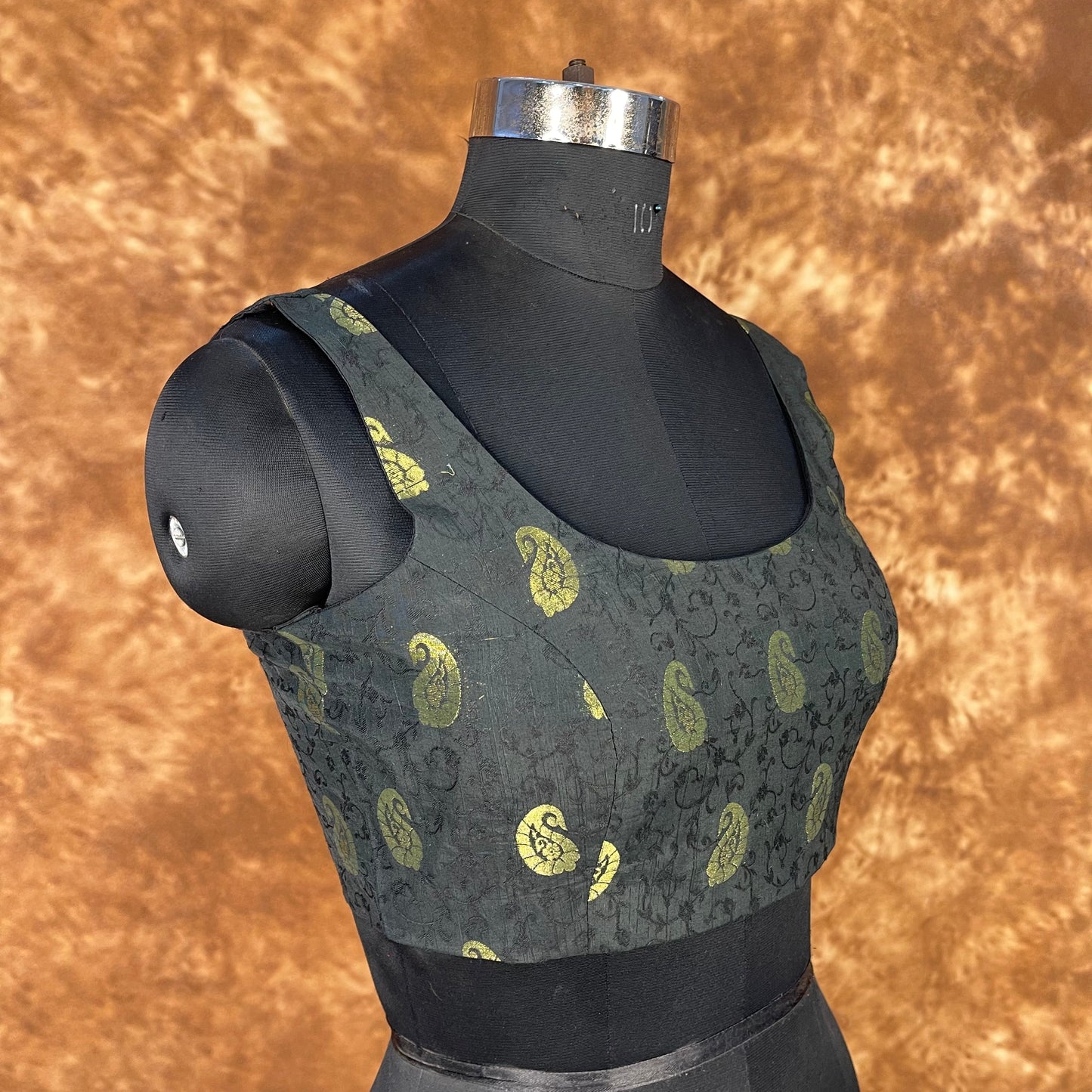 Raven Black Forest Coloured Broket Cotton Ready to Wear Blouse - kapda Tailor | Swadesiicart