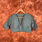 Greesy Fashion Sage Green Coloured Silk Cotton Ready to Wear Blouse - kapda Tailor | Swadesiicart