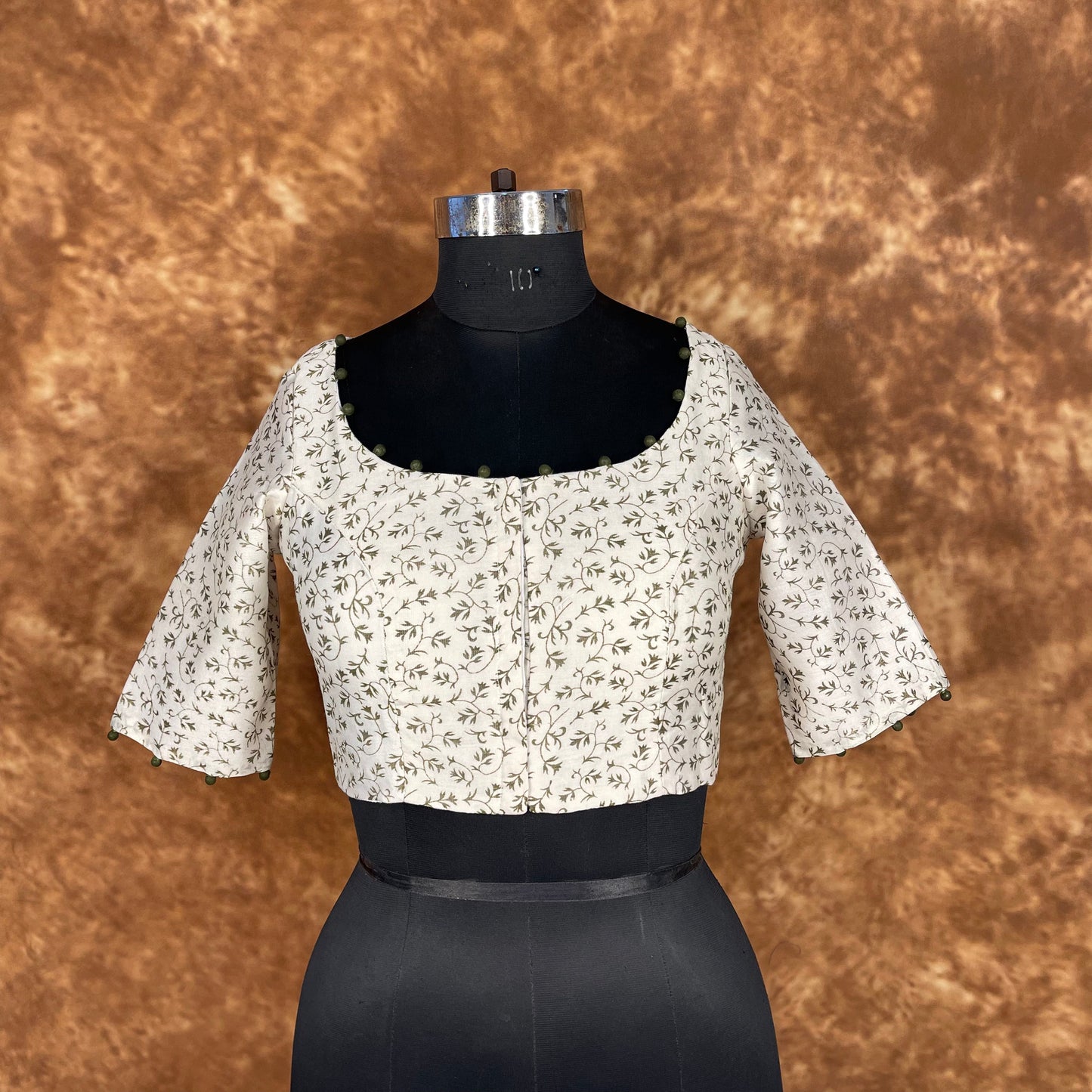 Scenic Holocaust Off White Coloured Chanderi Cotton Printed Ready to Wear Blouse - kapda Tailor | Swadesiicart
