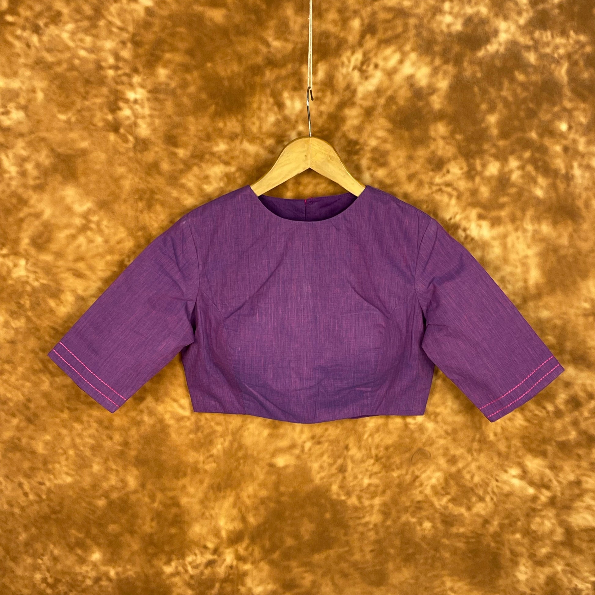 Nebula Fade Purple Coloured Handloom Cotton Ready to Wear Blouse - kapda Tailor | Swadesiicart