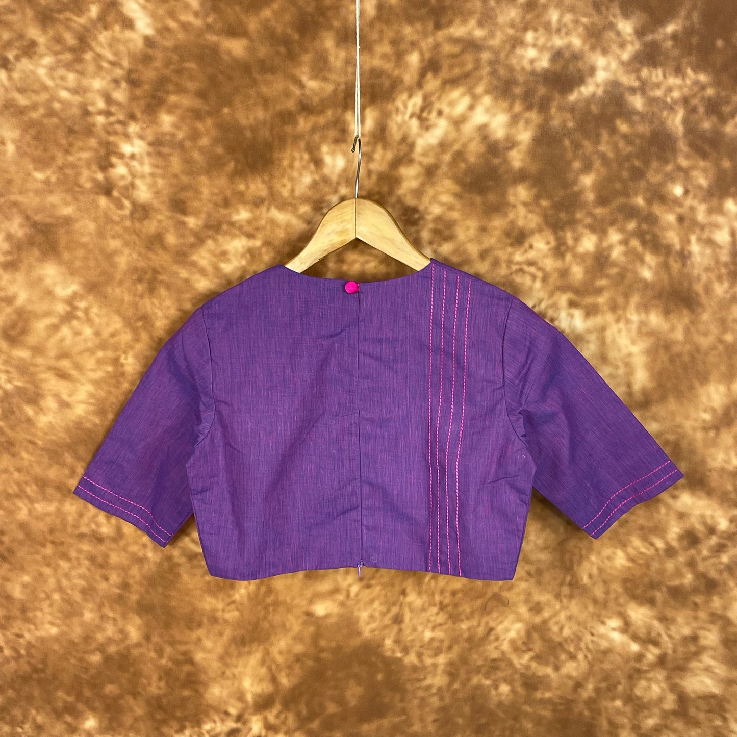 Nebula Fade Purple Coloured Handloom Cotton Ready to Wear Blouse - kapda Tailor | Swadesiicart