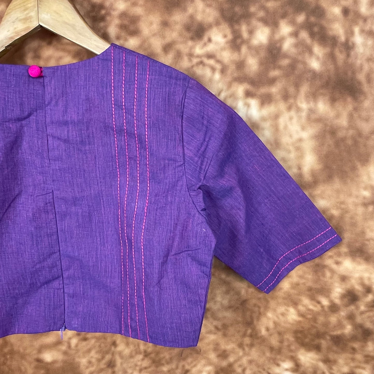 Nebula Fade Purple Coloured Handloom Cotton Ready to Wear Blouse - kapda Tailor | Swadesiicart