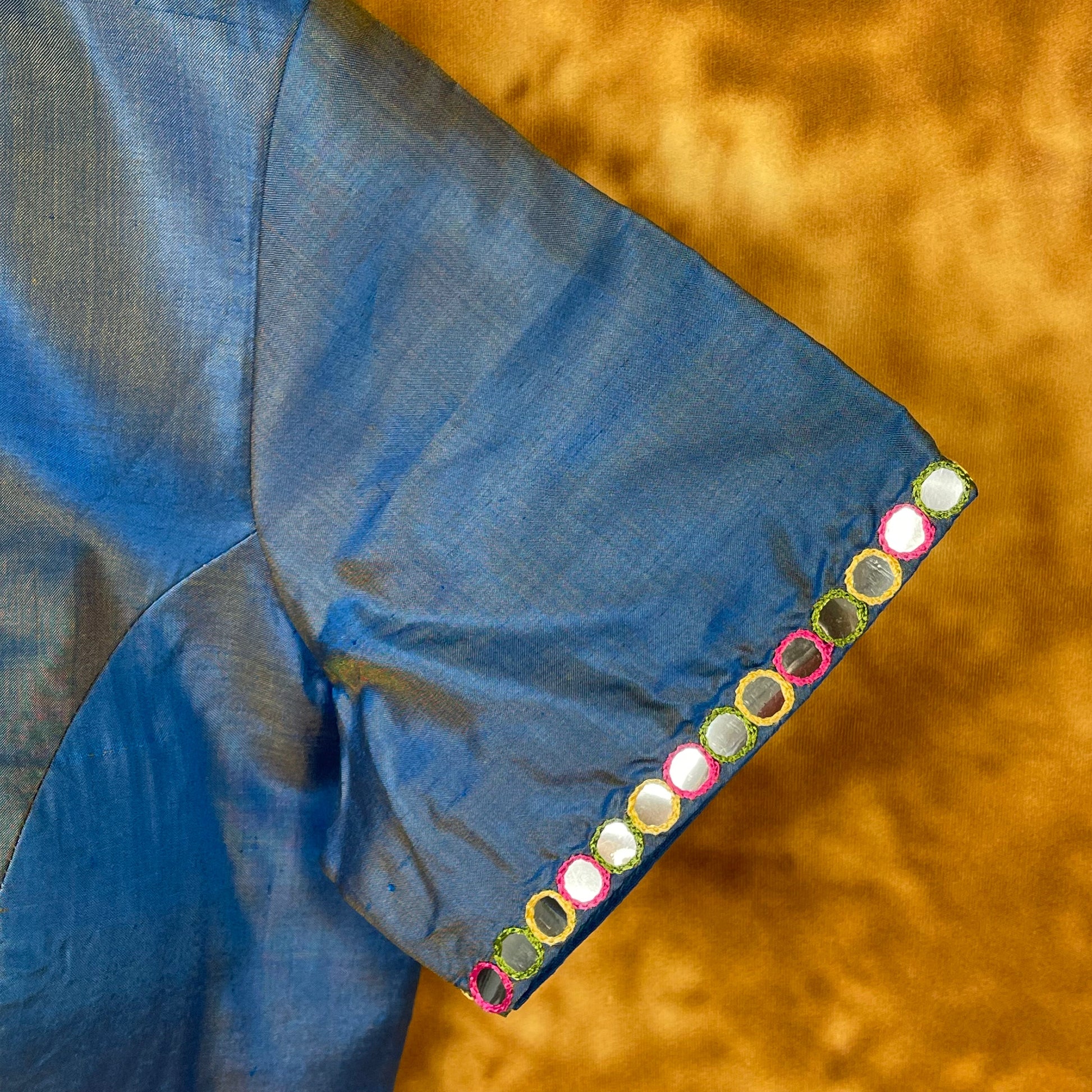 Aurelia Blue Blue Coloured Silk Ready to Wear Blouse - kapda Tailor | Swadesiicart
