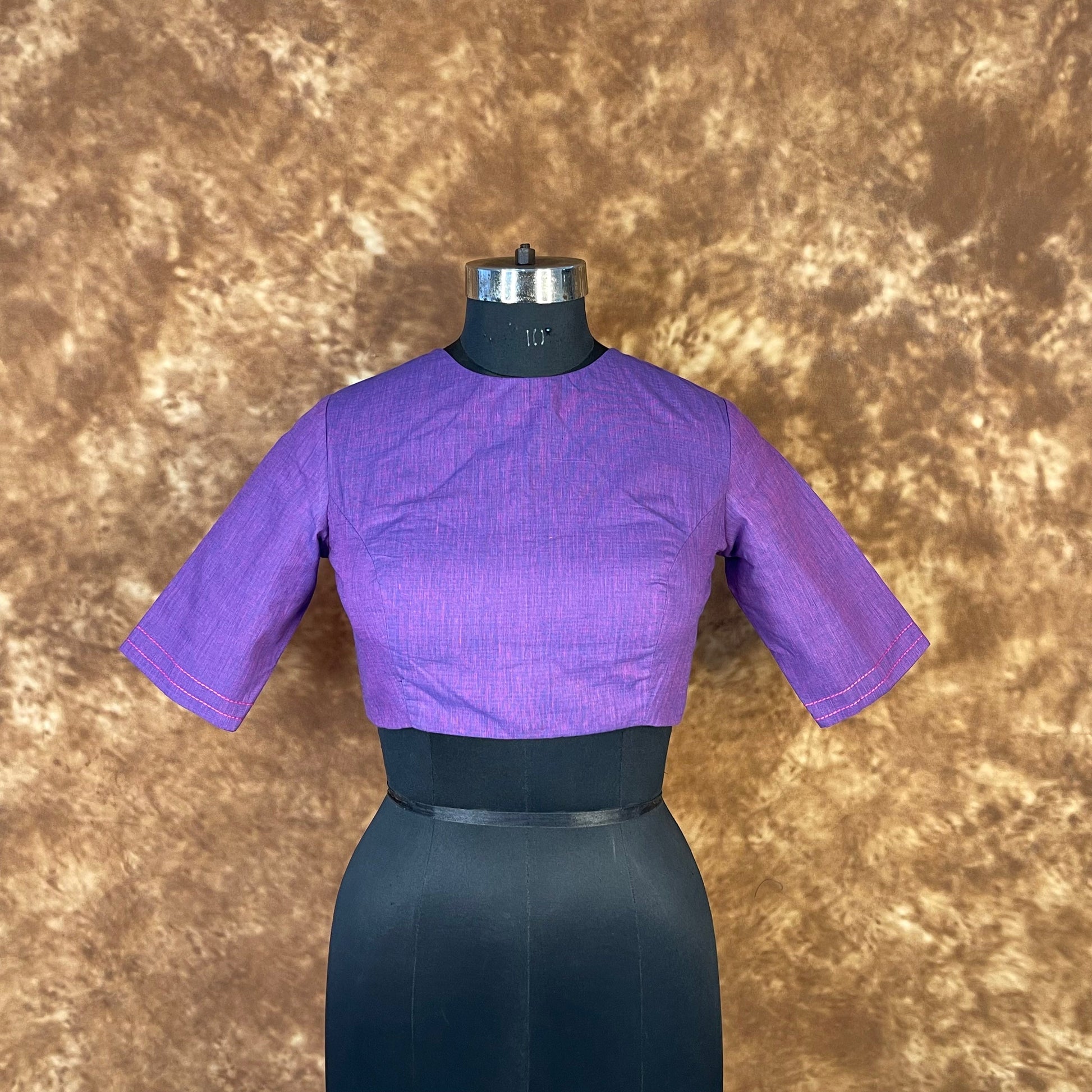 Nebula Fade Purple Coloured Handloom Cotton Ready to Wear Blouse - kapda Tailor | Swadesiicart