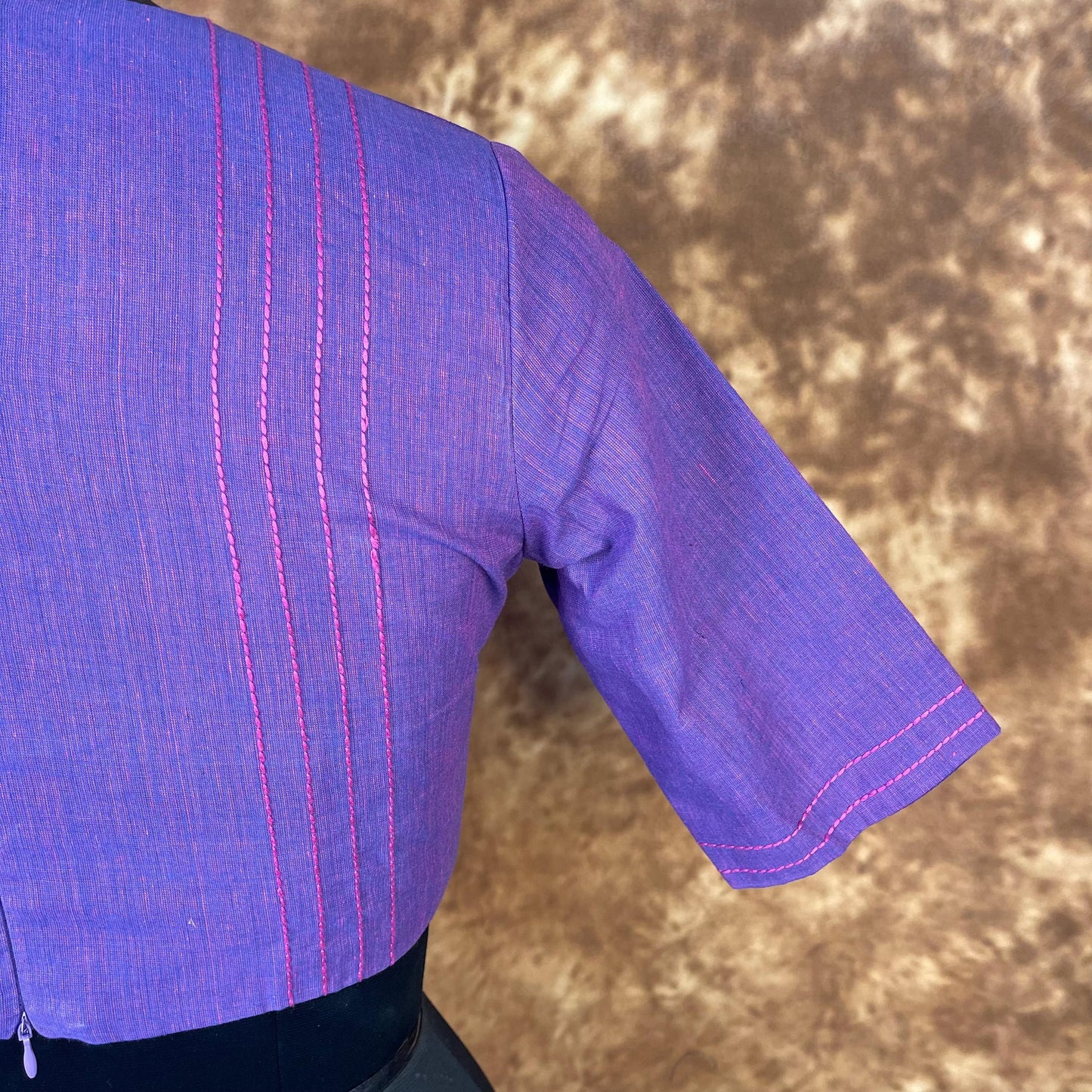 Nebula Fade Purple Coloured Handloom Cotton Ready to Wear Blouse - kapda Tailor | Swadesiicart