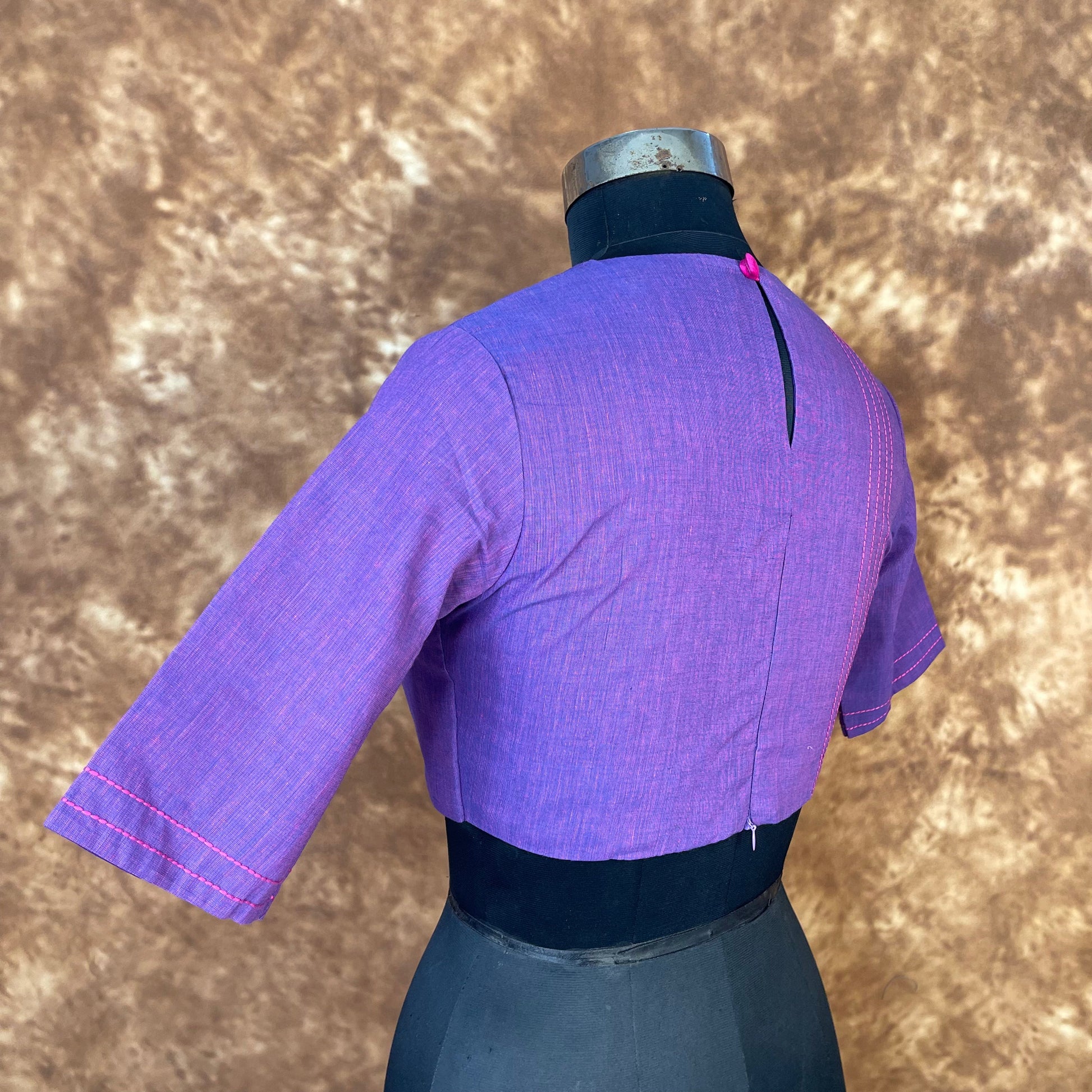 Nebula Fade Purple Coloured Handloom Cotton Ready to Wear Blouse - kapda Tailor | Swadesiicart