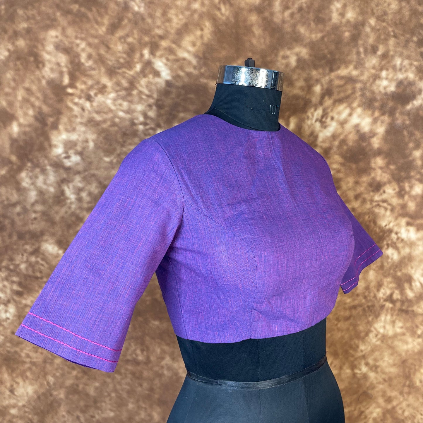 Nebula Fade Purple Coloured Handloom Cotton Ready to Wear Blouse - kapda Tailor | Swadesiicart