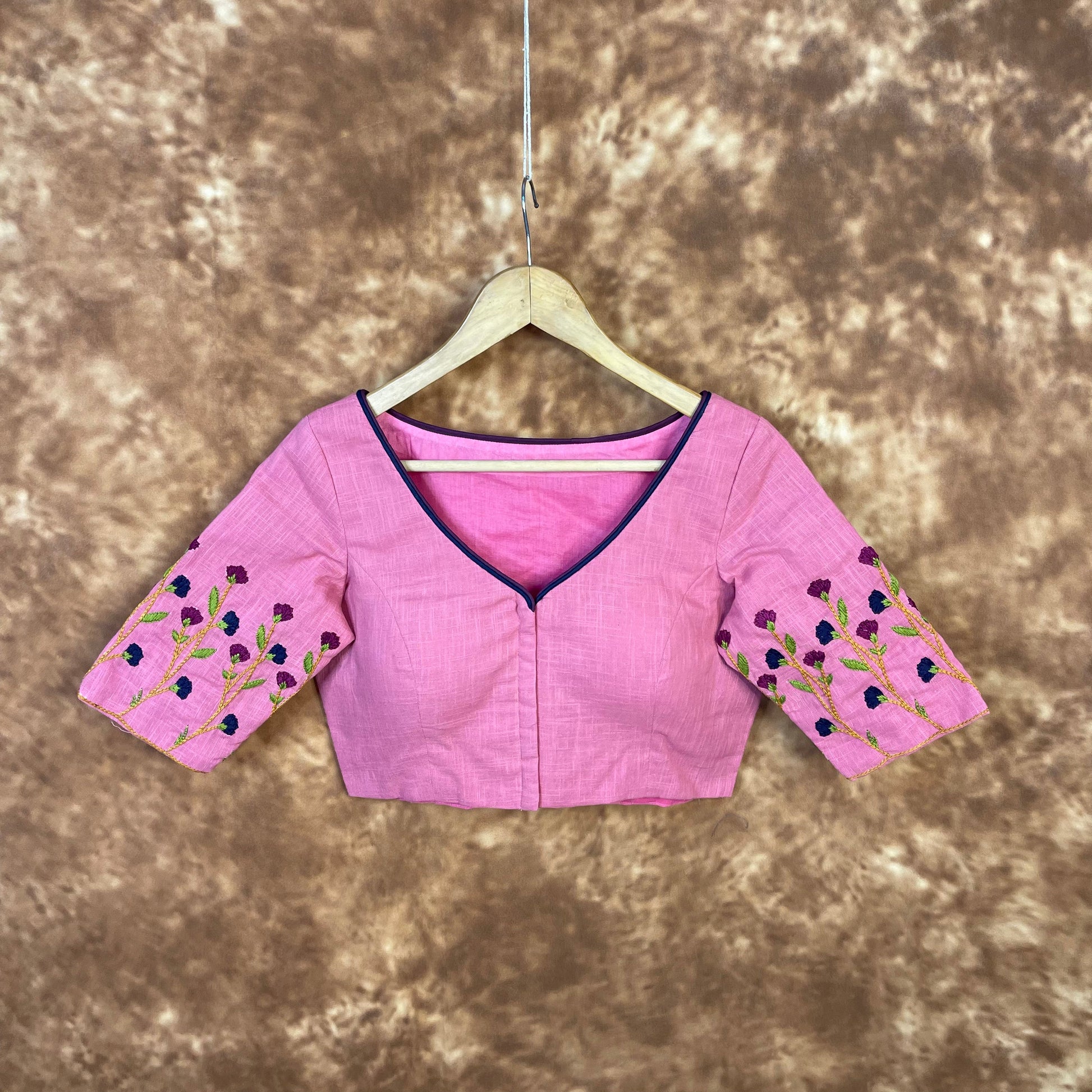 Candy Floss Desire Pink Coloured Slub Cotton Ready to Wear Blouse - kapda Tailor | Swadesiicart