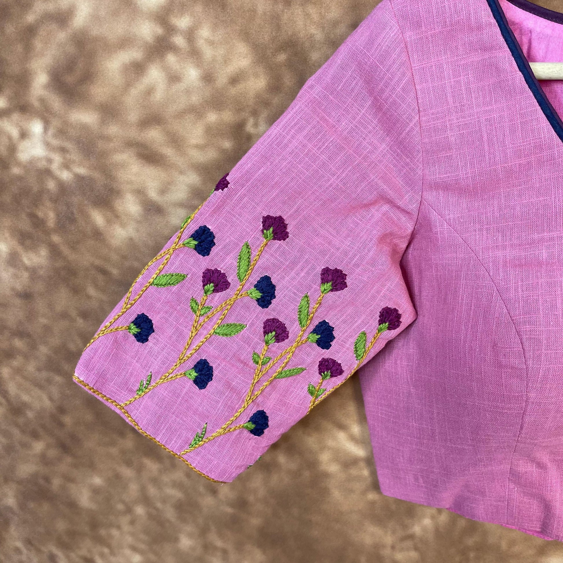 Candy Floss Desire Pink Coloured Slub Cotton Ready to Wear Blouse - kapda Tailor | Swadesiicart