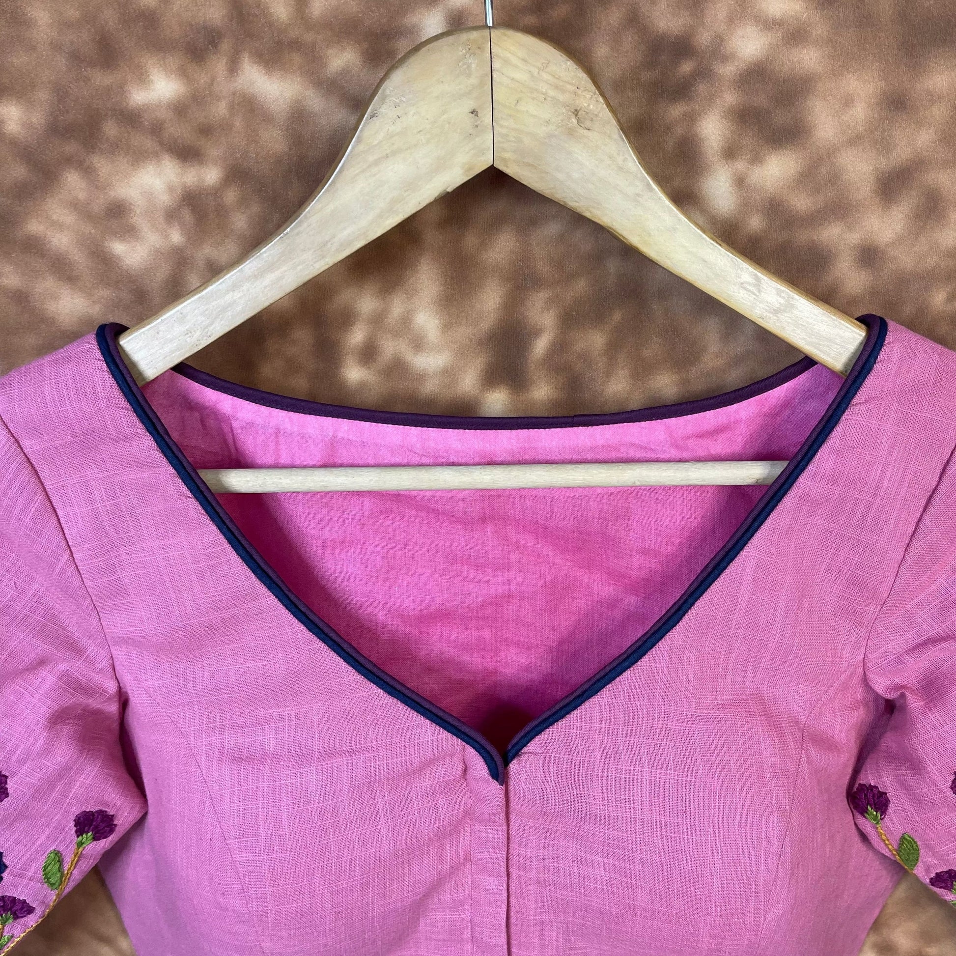 Candy Floss Desire Pink Coloured Slub Cotton Ready to Wear Blouse - kapda Tailor | Swadesiicart