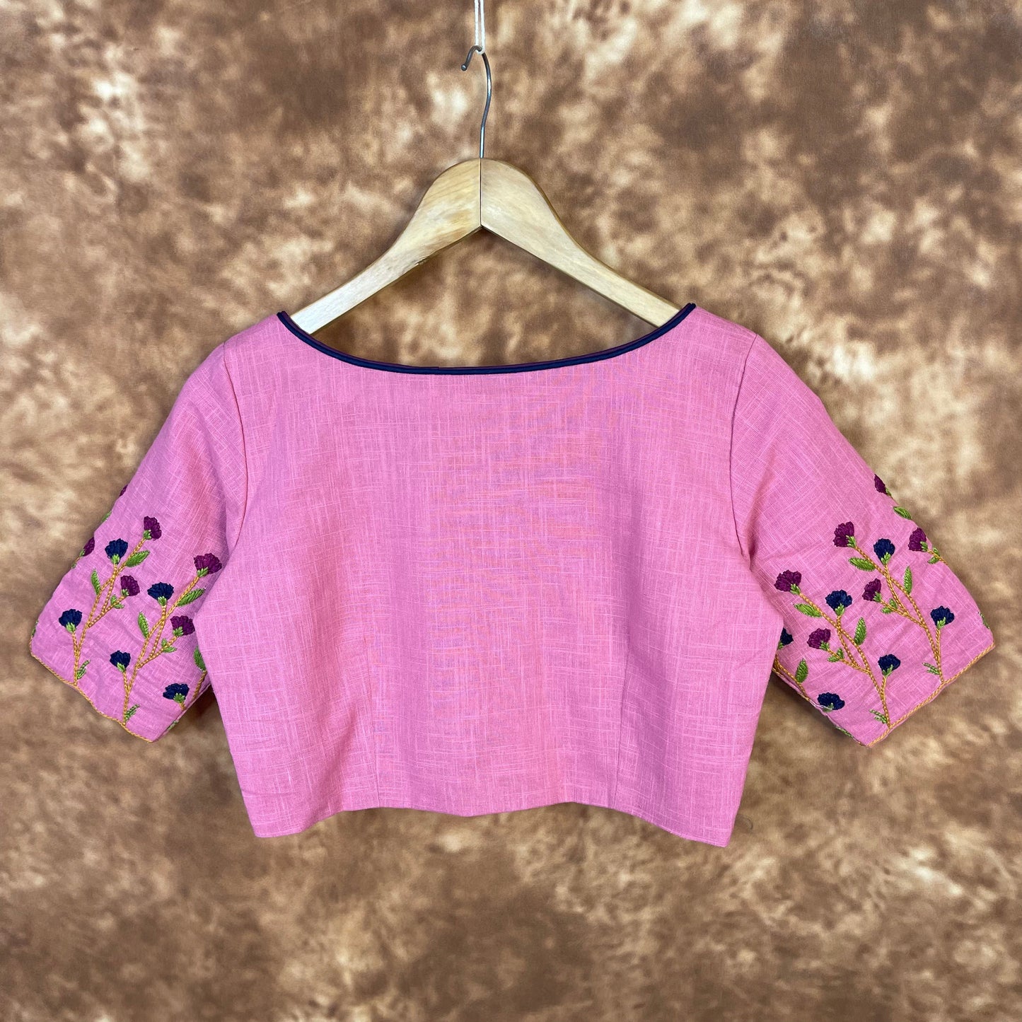 Candy Floss Desire Pink Coloured Slub Cotton Ready to Wear Blouse - kapda Tailor | Swadesiicart