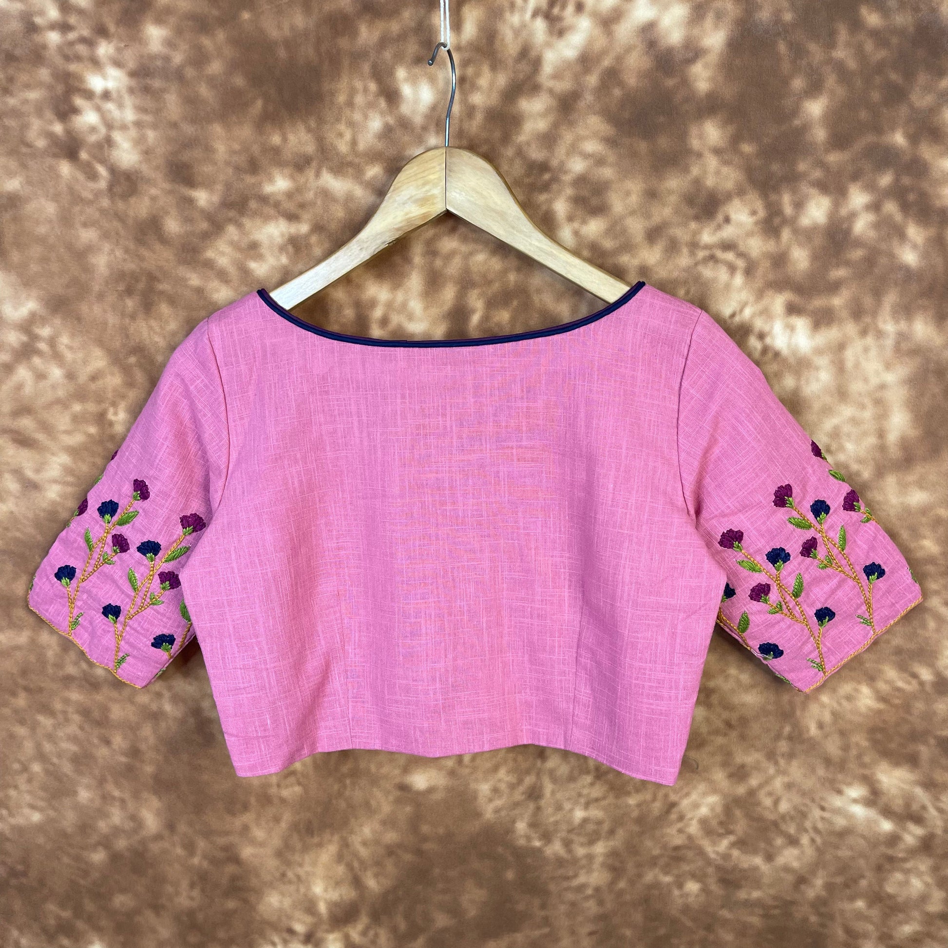 Candy Floss Desire Pink Coloured Slub Cotton Ready to Wear Blouse - kapda Tailor | Swadesiicart