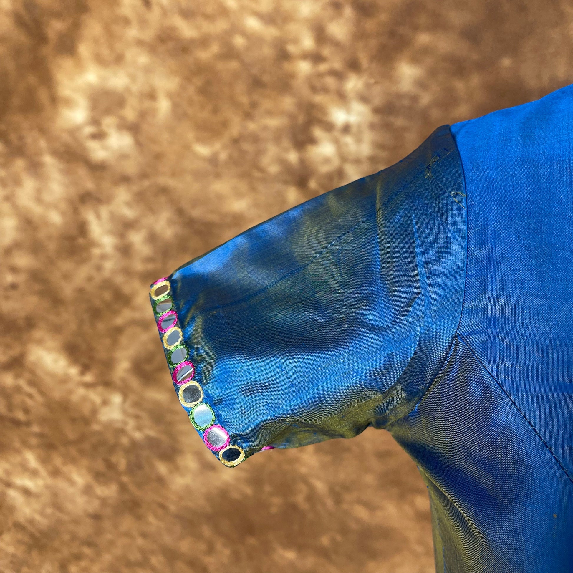 Aurelia Blue Blue Coloured Silk Ready to Wear Blouse - kapda Tailor | Swadesiicart