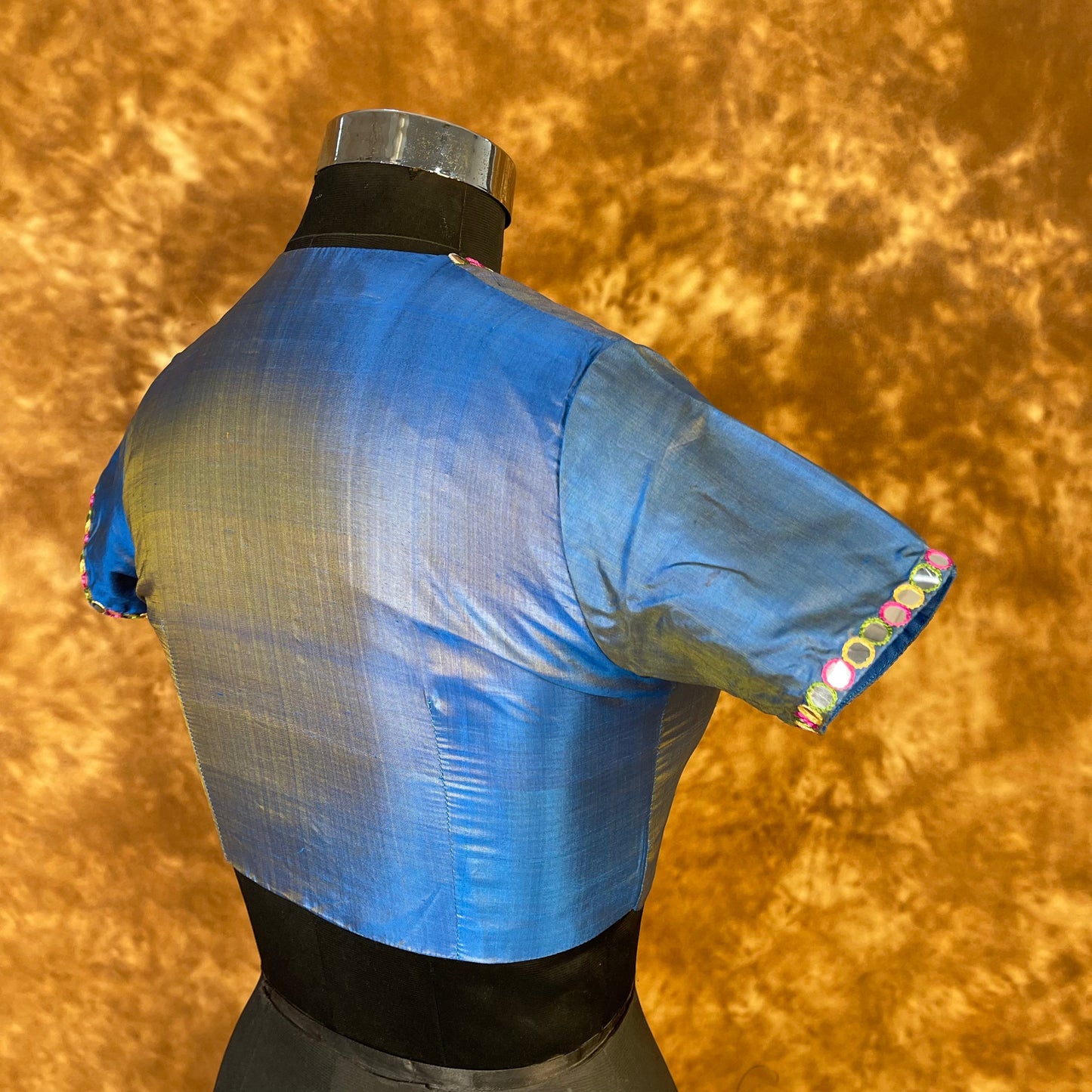 Aurelia Blue Blue Coloured Silk Ready to Wear Blouse - kapda Tailor | Swadesiicart