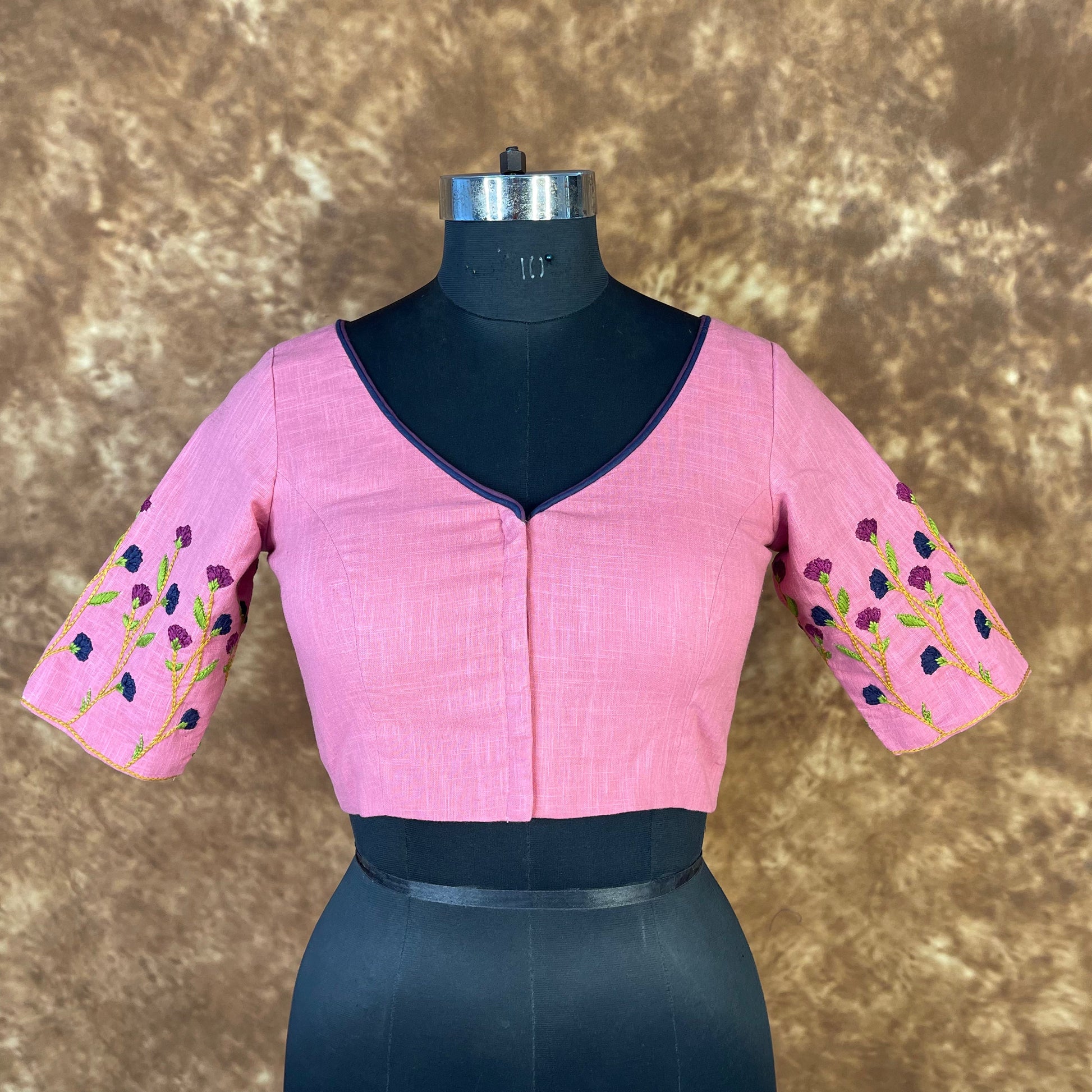 Candy Floss Desire Pink Coloured Slub Cotton Ready to Wear Blouse - kapda Tailor | Swadesiicart