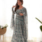 Lorenvalley Fashion Skyblue Pure Faux Georgette Zigzag Print Fully Flair Anarkali Pant With Dupatta - Skyblue | Swadesiicart