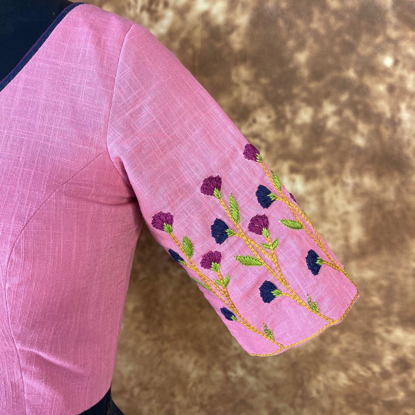Candy Floss Desire Pink Coloured Slub Cotton Ready to Wear Blouse - kapda Tailor | Swadesiicart