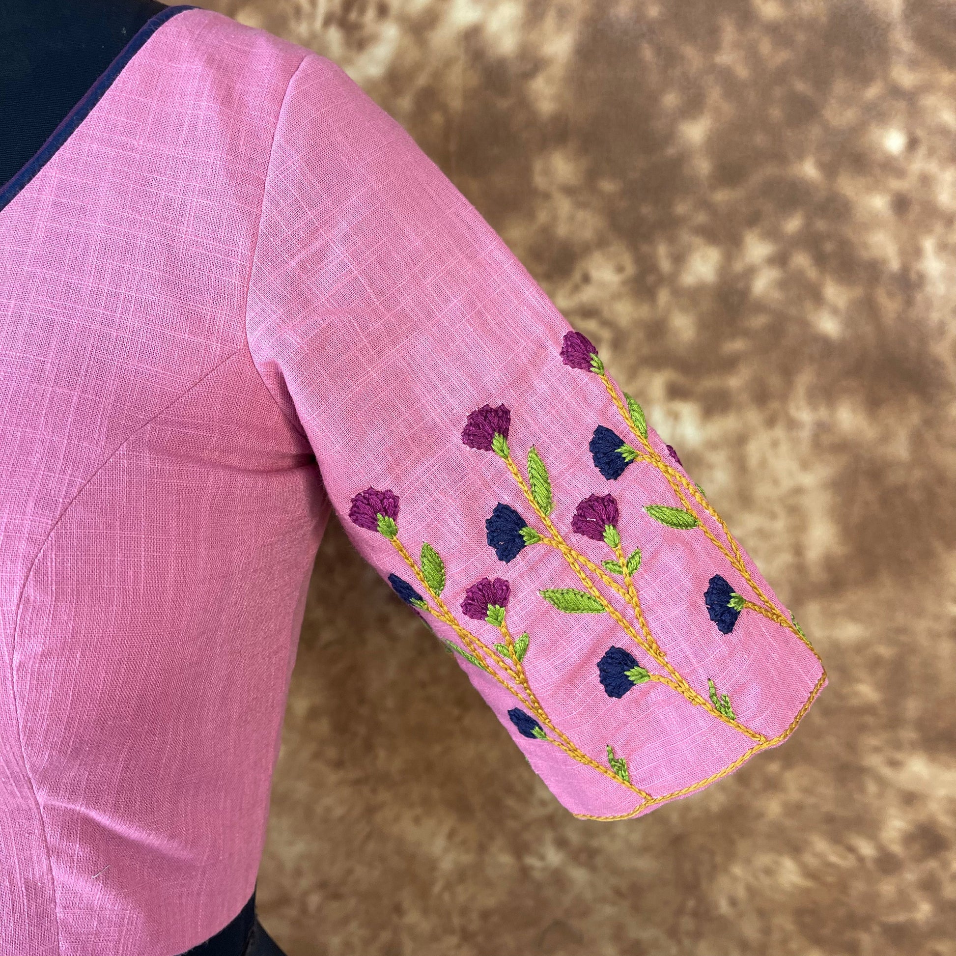 Candy Floss Desire Pink Coloured Slub Cotton Ready to Wear Blouse - kapda Tailor | Swadesiicart