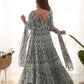 Lorenvalley Fashion Skyblue Pure Faux Georgette Zigzag Print Fully Flair Anarkali Pant With Dupatta - Skyblue | Swadesiicart