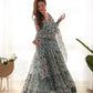 Lorenvalley Fashion Skyblue Pure Faux Georgette Zigzag Print Fully Flair Anarkali Pant With Dupatta - Skyblue | Swadesiicart