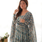 Lorenvalley Fashion Skyblue Pure Faux Georgette Zigzag Print Fully Flair Anarkali Pant With Dupatta - Skyblue | Swadesiicart