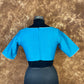 Streaks of Blue Light Blue Coloured Chanderi Silk Ready to Wear Blouse - kapda Tailor | Swadesiicart