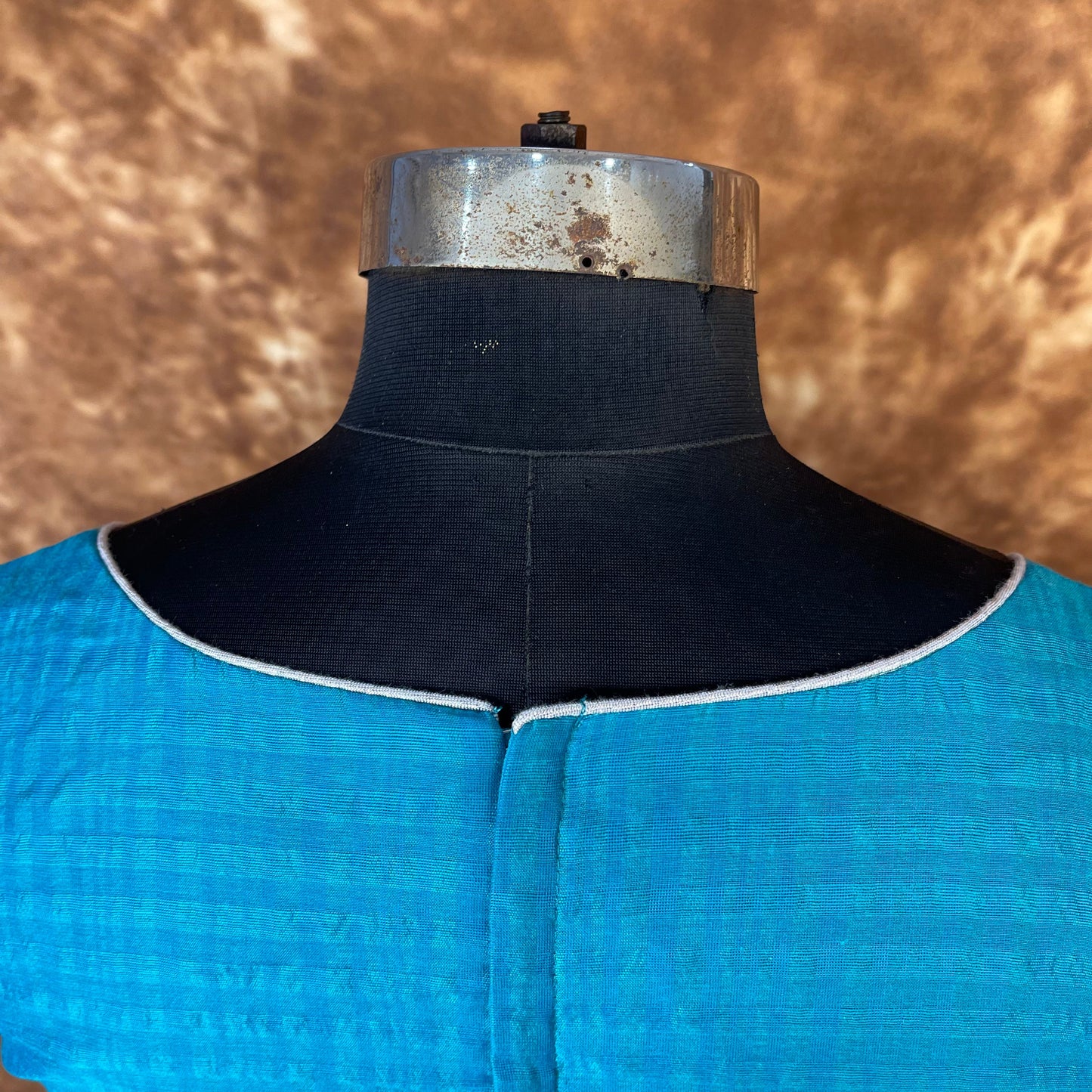 Streaks of Blue Light Blue Coloured Chanderi Silk Ready to Wear Blouse - kapda Tailor | Swadesiicart