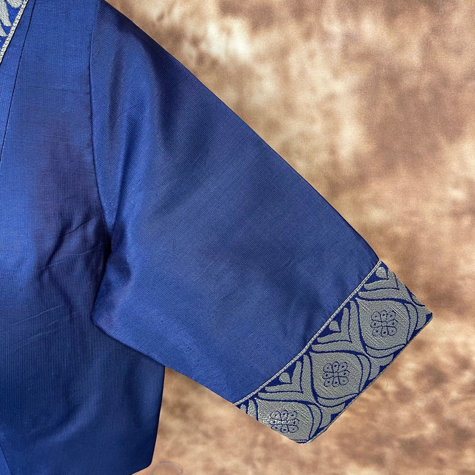Deep Dive Lush Blue Coloured Silk / Broket Ready to Wear Blouse - kapda Tailor | Swadesiicart