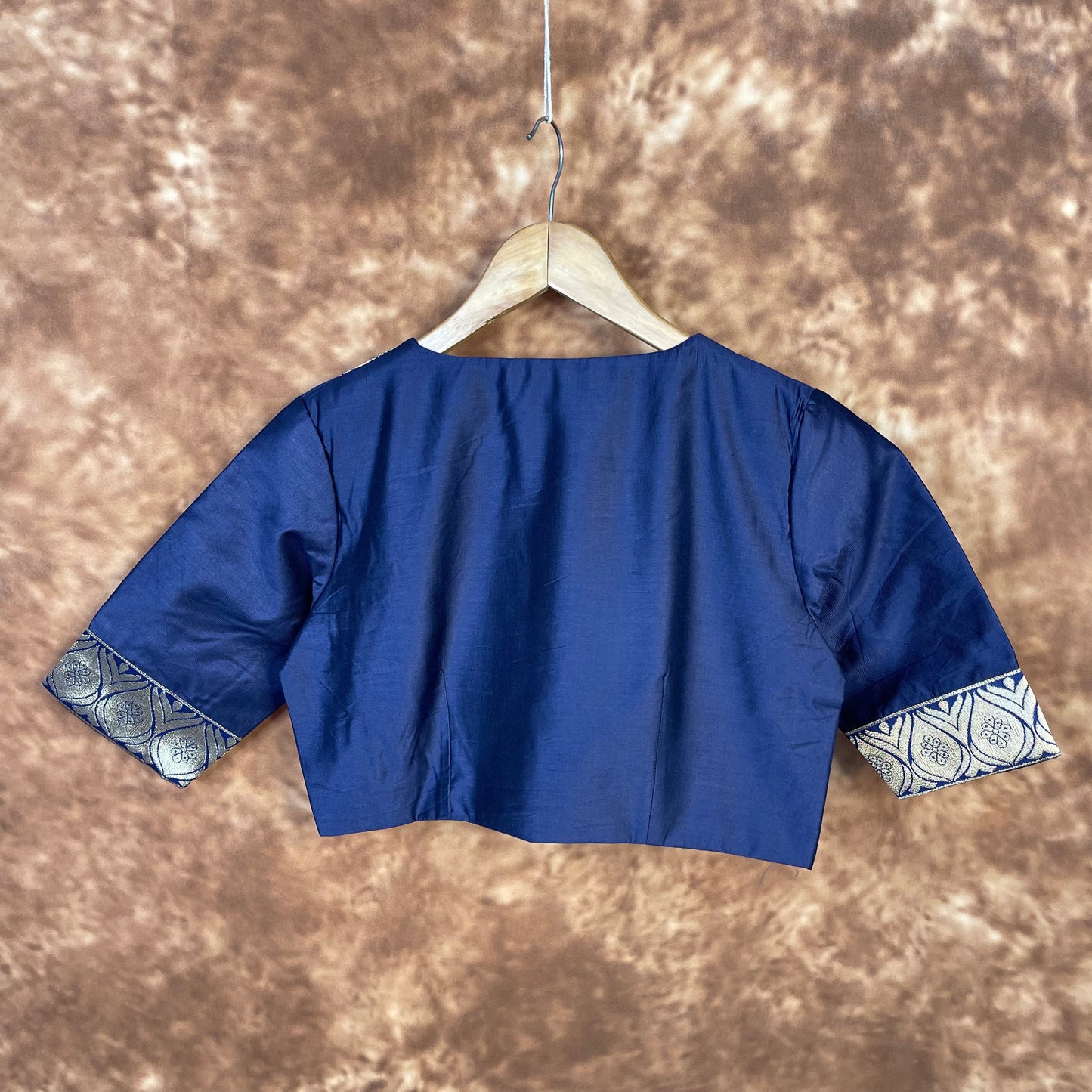 Deep Dive Lush Blue Coloured Silk / Broket Ready to Wear Blouse - kapda Tailor | Swadesiicart