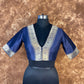 Deep Dive Lush Blue Coloured Silk / Broket Ready to Wear Blouse - kapda Tailor | Swadesiicart