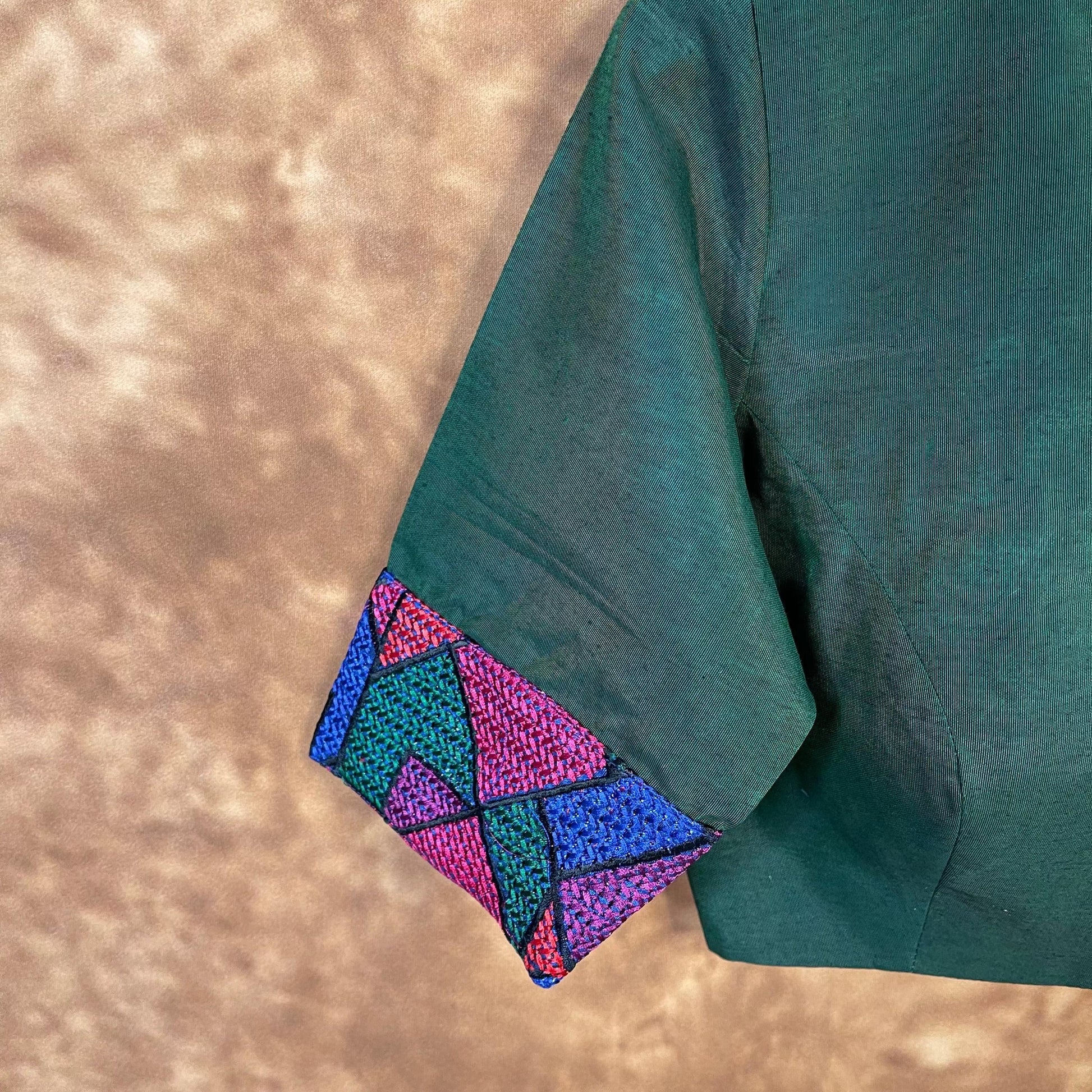 Hari Bhari Zindagi Green Coloured Chanderi Ready to Wear Blouse - kapda Tailor | Swadesiicart