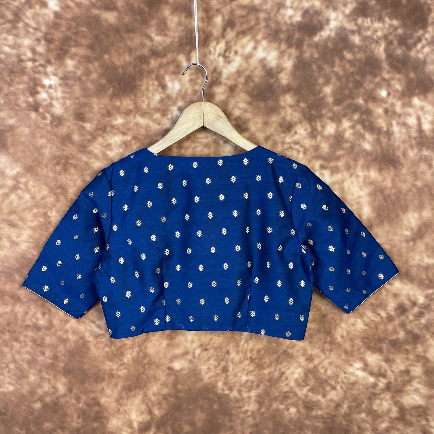 Coral Jari Buta Blue Coloured Silk With Zari Buta Ready to Wear Blouse - kapda Tailor | Swadesiicart