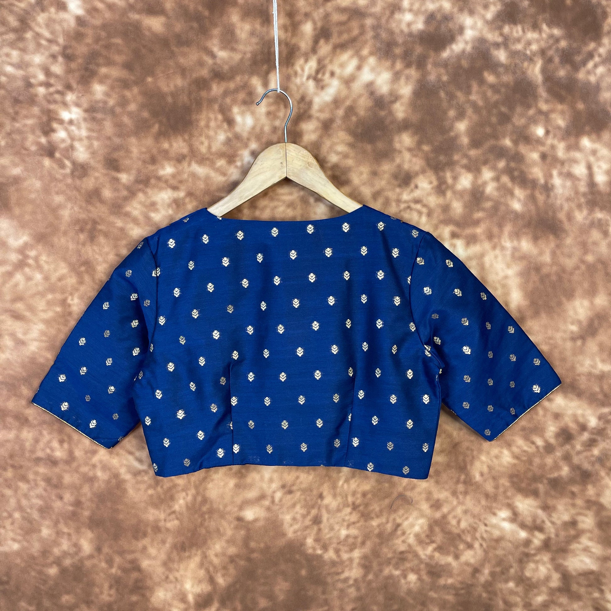 Coral Jari Buta Blue Coloured Silk With Zari Buta Ready to Wear Blouse - kapda Tailor | Swadesiicart
