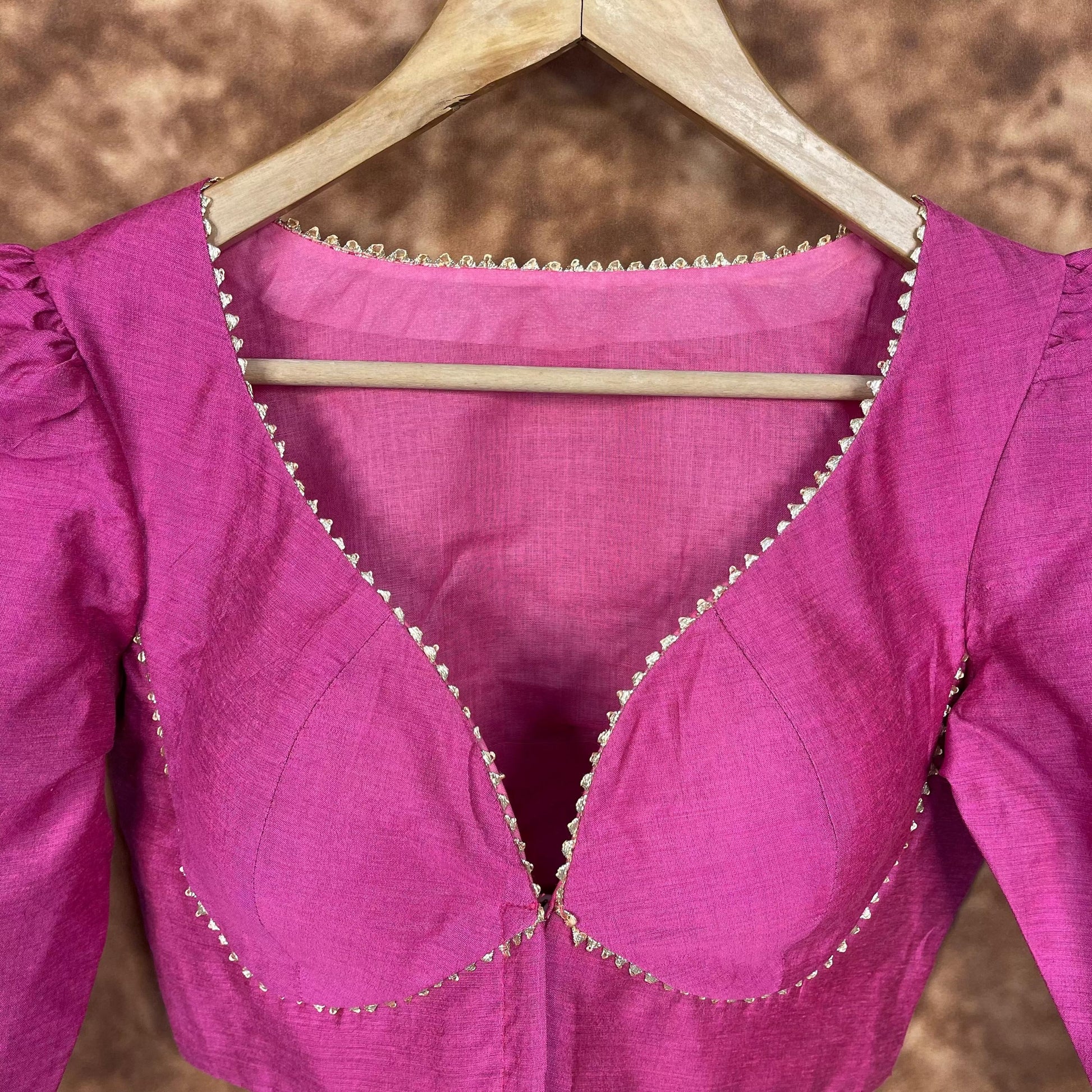 Punchy Pink Pink Coloured Chanderi Silk Ready to Wear Blouse - kapda Tailor | Swadesiicart